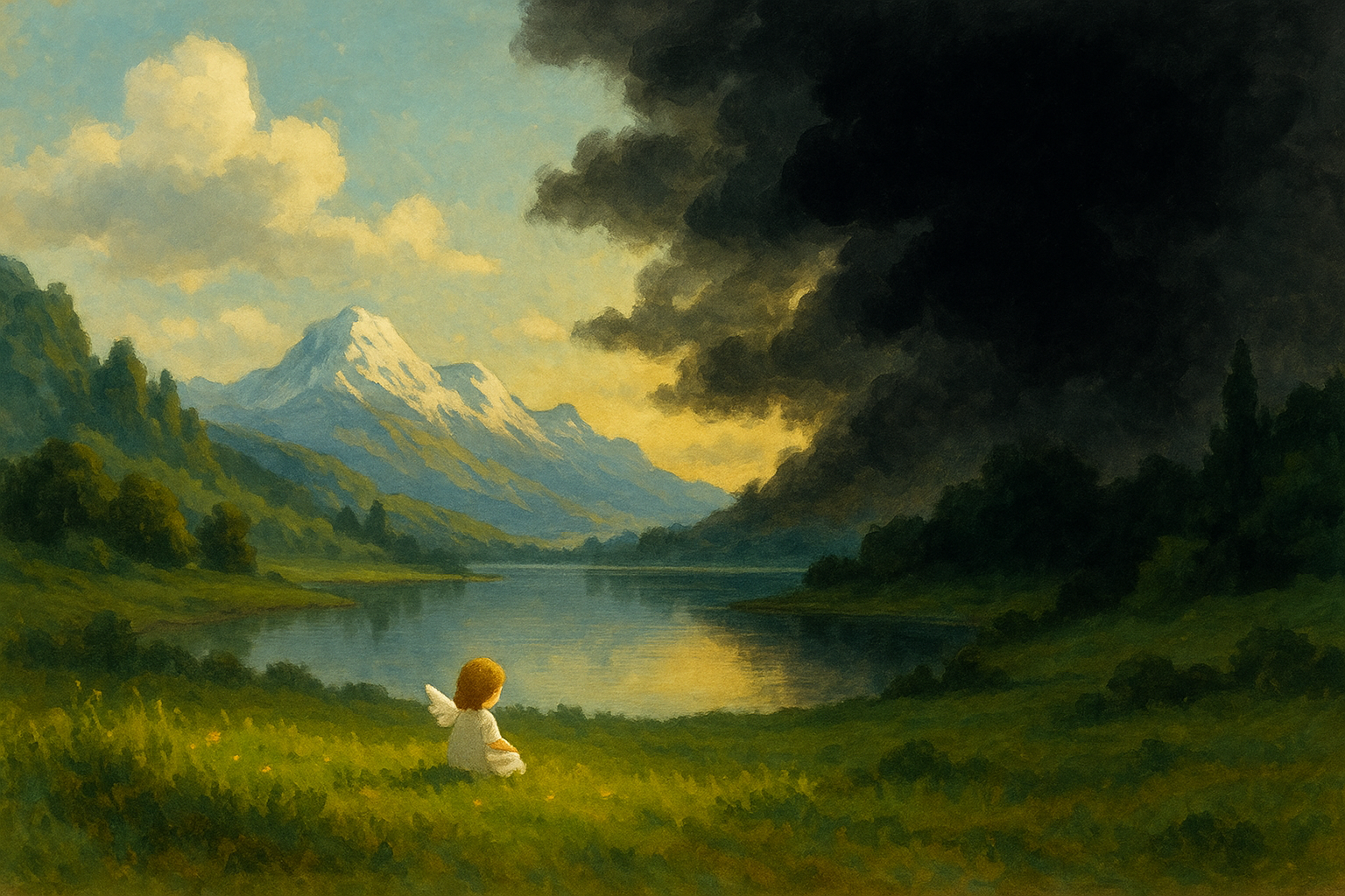 An Angel and a Dark Cloud Symbols of Contrast